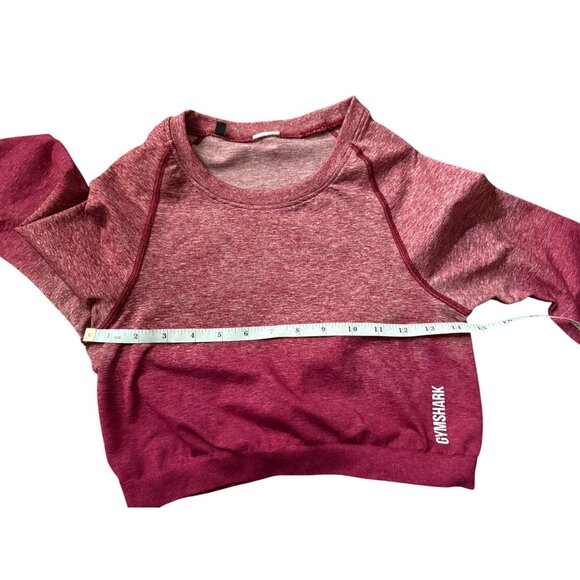 Gymshark Set Adapt Ombre Seamless Leggings & Long Sleeve Crop Top Burgundy Mediu - Picture 6 of 16